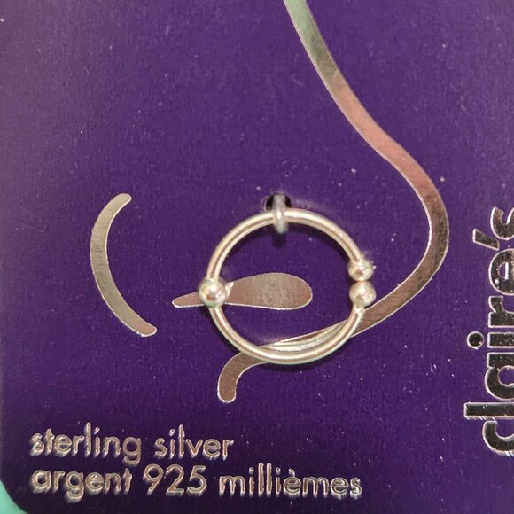 Clip On Nose Ring Sterling Silver 925 New In Package Faux Nose Hoop - Picture 2 of 4